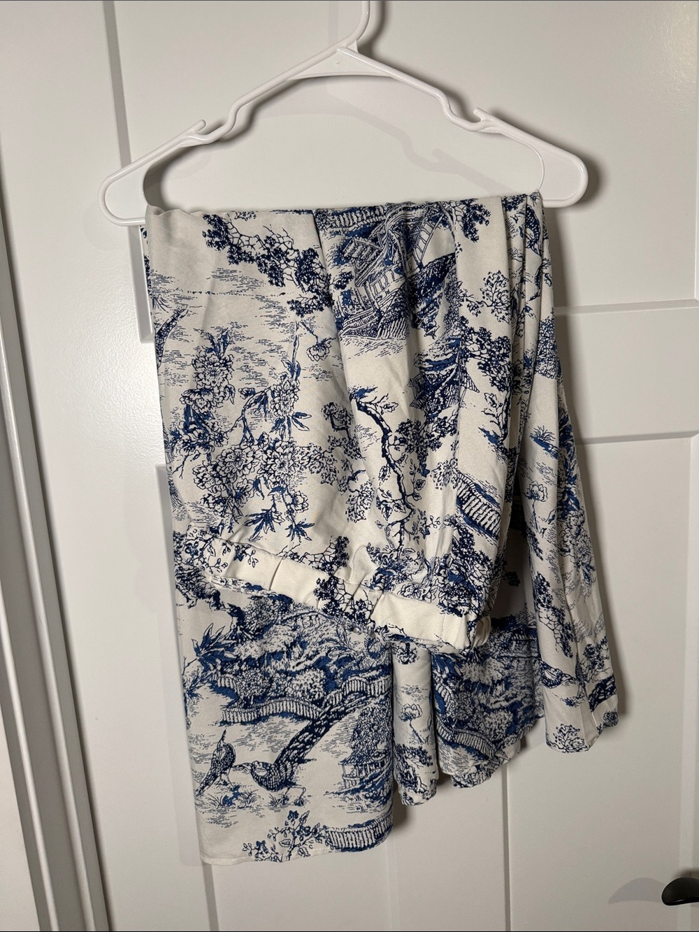 SHEIN Blue and White Toile Circle Skirt